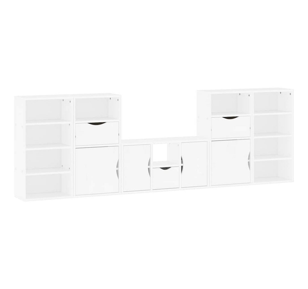 vidaXL TV-Wand 5-tlg. Wohnwand mit Stauraum ODDA Weiß Massivholz Kiefer, (1-St) von vidaXL