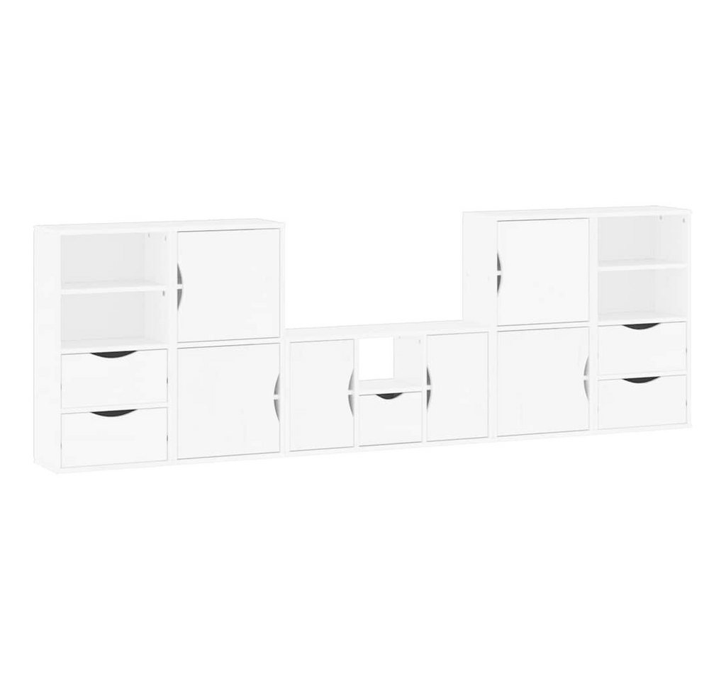 vidaXL TV-Wand 5-tlg. Wohnwand mit Stauraum ODDA Weiß Massivholz Kiefer, (1-St) von vidaXL