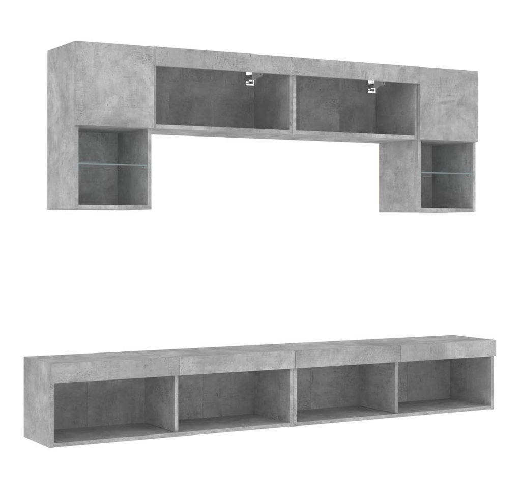 vidaXL TV-Wand 6-tlg. Wohnwand mit LED-Beleuchtung Betongrau Holzwerkstoff, (1-St) von vidaXL