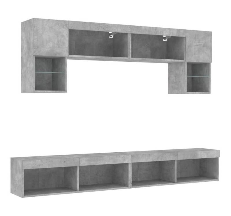 vidaXL TV-Wand 6-tlg. Wohnwand mit LED-Beleuchtung Betongrau Holzwerkstoff, (1-St) von vidaXL