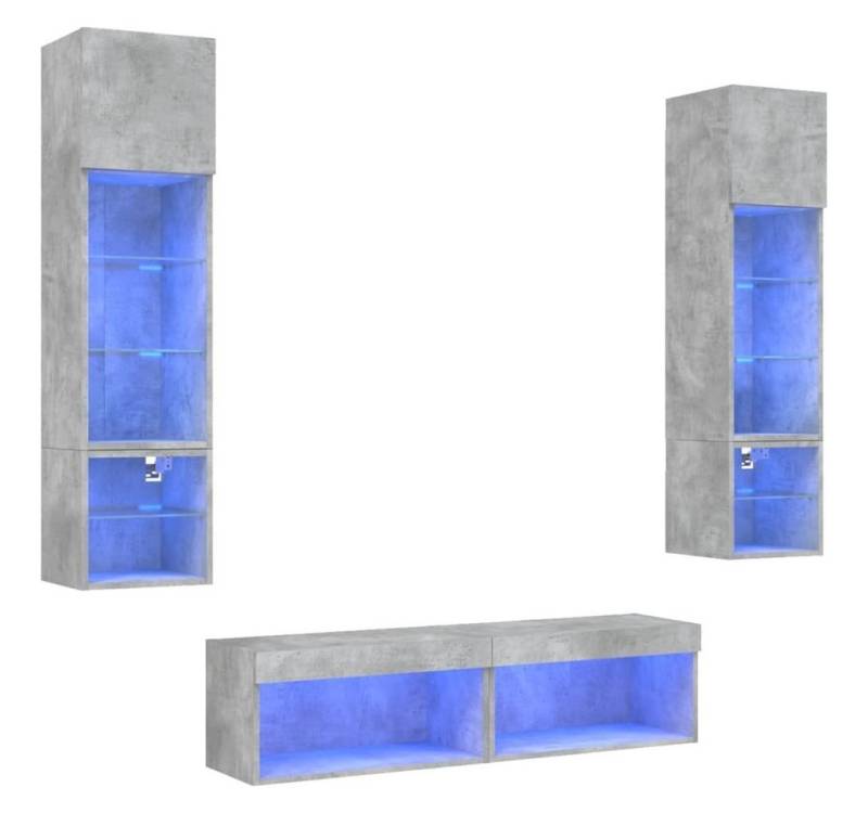 vidaXL TV-Wand 6-tlg. Wohnwand mit LED-Beleuchtung Betongrau Holzwerkstoff, (6-St) von vidaXL