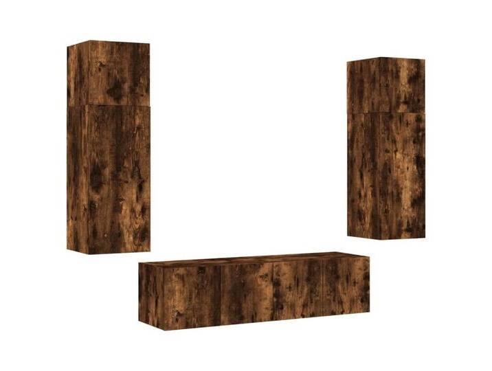 vidaXL TV-Wand 6-tlg. Wohnwand mit LED-Beleuchtung Räuchereiche Holzwerkstoff, (1-St), RÃ¤uchereiche von vidaXL