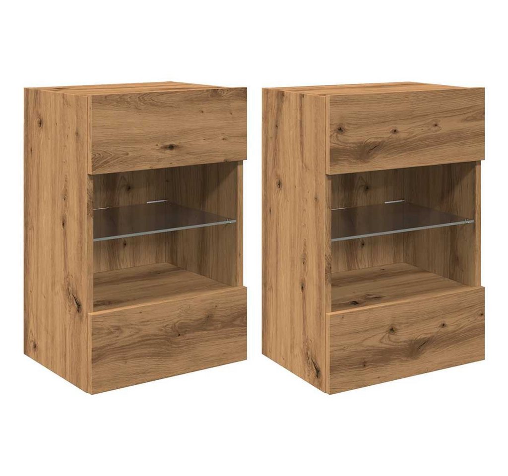 vidaXL TV-Wand Wandschränke mit LED-Leuchten für TV 2 Stk. Artisan-Eiche, (2-St) von vidaXL