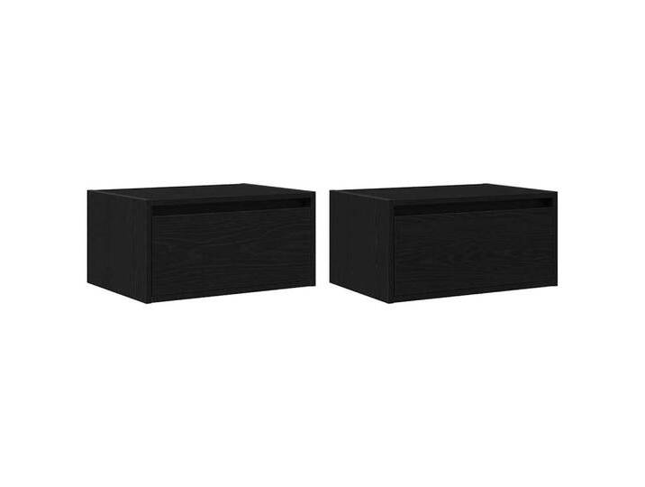 vidaXL TV-Wand Wand-Nachttische mit LED-Leuchten 2 Stk. Schwarz Eichen-Optik, (2-St), schwarz von vidaXL