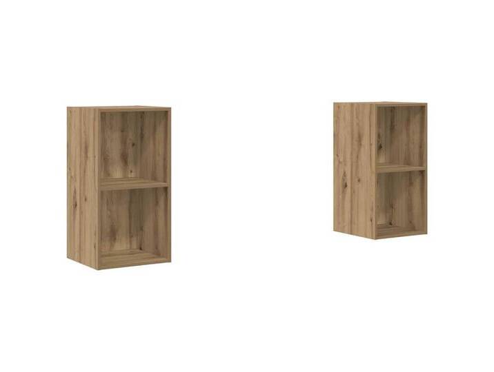 vidaXL TV-Wand Wand TV Schrank 2 pcs Handwerklich gefertigter Eichenholz, (2-St), Engineered wood, Eiche handwerklich von vidaXL