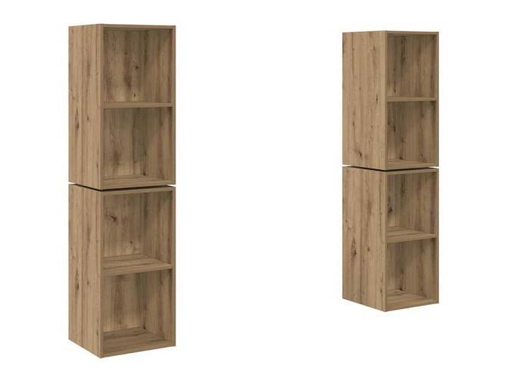 vidaXL TV-Wand Wand TV Schrank 4 pcs Handwerklich gefertigter Eichenholz, (4-St), Eiche handwerklich von vidaXL