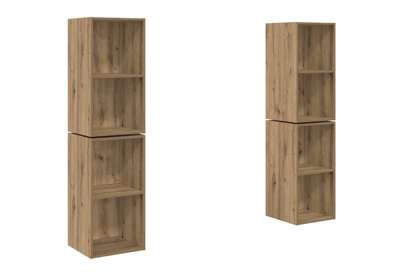 vidaXL TV-Wand Wand TV Schrank 4 pcs Handwerklich gefertigter Eichenholz, (4-St) von vidaXL