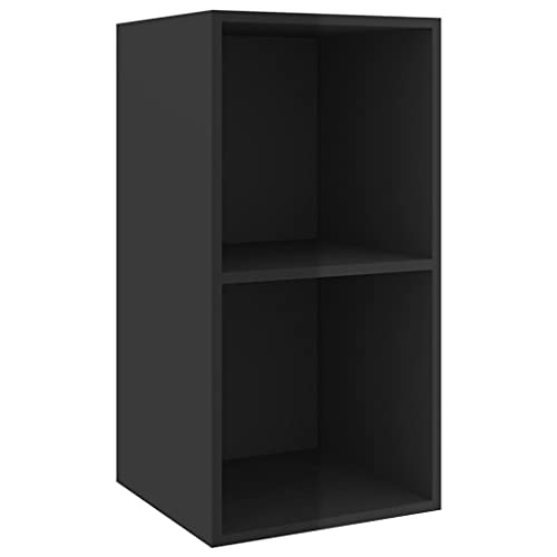 vidaXL TV Wandschrank Hängeschrank TV Möbel Schrank Fernsehtisch Fernsehschrank HiFi-Schrank mit 2 Fächern Hochglanz-Schwarz 37x37x72cm Holzwerkstoff von vidaXL