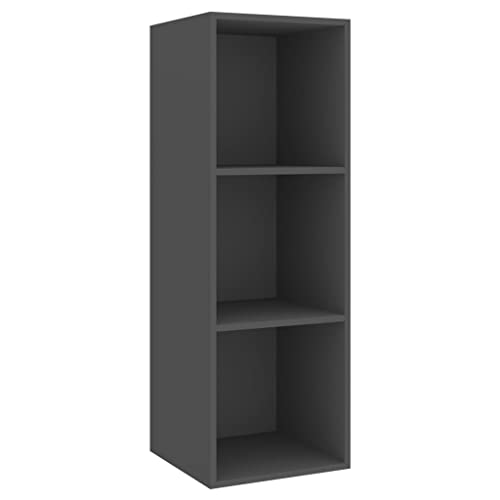 vidaXL TV Wandschrank Hängeschrank TV Möbel Schrank Fernsehtisch Fernsehschrank HiFi-Schrank mit 3 Fächern Grau 37x37x107cm Holzwerkstoff von vidaXL