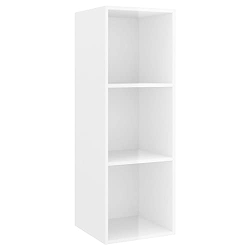 vidaXL TV Wandschrank Hängeschrank TV Möbel Schrank Fernsehtisch Fernsehschrank HiFi-Schrank mit 3 Fächern Hochglanz-Weiß 37x37x107cm Holzwerkstoff von vidaXL