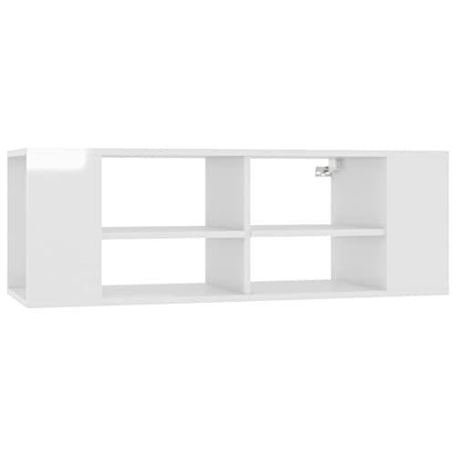 vidaXL TV Wandschrank Schrank Lowboard Sideboard Fernsehschrank Fernsehtisch TV Möbel HiFi-Schrank Hängeschrank Hochglanz-Weiß 102x35x35cm Holzwerkstoff von vidaXL