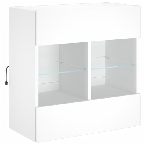 vidaXL TV Wandschrank, TV Schrank mit viel Stauraum, Wandmontage Fernsehschrank mit LED-Leuchten, Hängeschrank TV Möbel Ständer, Modern, Weiß von vidaXL