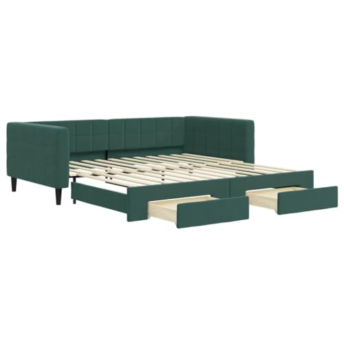 vidaXL Tagesbett, Ausziehbar Schlafsofa mit Schubladen Matratzen, Bettsofa Gästebett für Schlafzimmer Wohnzimmer, Sofa Bett Ausziehbett, Dunkelgrün 100x200 cm Samt vidaXL Tagesbett, Ausziehbar Schlafsofa mit Schubladen Matratzen, Bettsofa Gästebett für Schlafzimmer Wohnzimmer, Sofa Bett Ausziehbett, Dunkelgrün 100x200 cm Samt von vidaXL