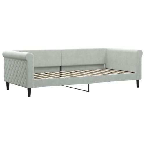 vidaXL Tagesbett, Gästebett 2-in-1, Sofabett Schlafsofa für Schlafzimmer Wohnzimmer, Bettsofa Sofa, Modernes Design, Hellgrau 90x200cm Samt von vidaXL