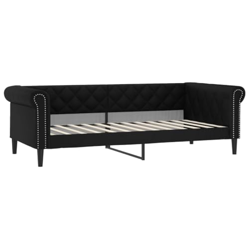 vidaXL Tagesbett, Gästebett 2-in-1, Sofabett Schlafsofa für Schlafzimmer Wohnzimmer, Bettsofa Sofa, Modernes Design, Schwarz 90x200cm Kunstleder von vidaXL