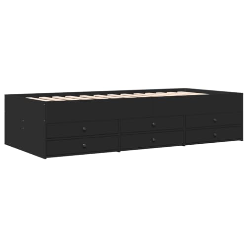 vidaXL Tagesbett, Gästebett mit 6 Schubladen mit Rollen, Schlafsofa für Schlafzimmer, Bettsofa Sofabett Daybed Bett, Schwarz 100x200cm Holzwerkstoff vidaXL Tagesbett, Gästebett mit 6 Schubladen mit Rollen, Schlafsofa für Schlafzimmer, Bettsofa Sofabett Daybed Bett, Schwarz 100x200cm Holzwerkstoff von vidaXL