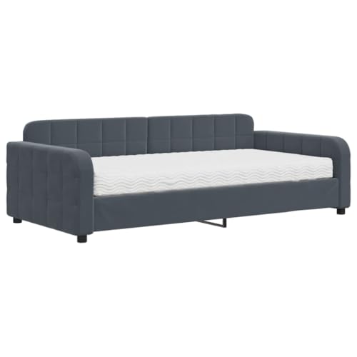 vidaXL Tagesbett, Schlafsofa mit Matratze, Bettsofa Gästebett mit Lattenrost, Sofa Bett für Schlafzimmer Wohnzimmer, Dunkelgrau 100x200 cm Samt vidaXL Tagesbett, Schlafsofa mit Matratze, Bettsofa Gästebett mit Lattenrost, Sofa Bett für Schlafzimmer Wohnzimmer, Dunkelgrau 100x200 cm Samt von vidaXL