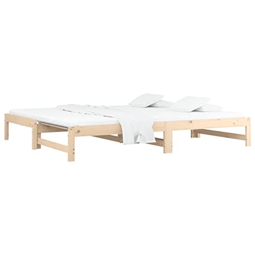 vidaXL Tagesbett Ausziehbar Sofa Gästebett Sofabett Bett Bettsofa Schlafsofa Lattenrost Ausziehbett Bettgestell Holzbett 2X(80x200) cm Massivholz Kiefer von vidaXL