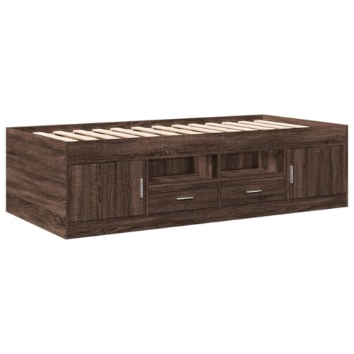 vidaXL Tagesbett mit Schubladen, Gästebett mit Stauraum Sperrholzlatten, Sofabett für Wohnzimmer Schlafzimmer, Bett, Modern, Braun Eiche-Optik 100x200cm Holzwerkstoff vidaXL Tagesbett mit Schubladen, Gästebett mit Stauraum Sperrholzlatten, Sofabett für Wohnzimmer Schlafzimmer, Bett, Modern, Braun Eiche-Optik 100x200cm Holzwerkstoff von vidaXL