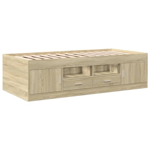 vidaXL Tagesbett mit Schubladen, Gästebett mit Stauraum Sperrholzlatten, Sofabett für Wohnzimmer Schlafzimmer, Bett, Modern, Sonoma-Eiche 75x190cm Holzwerkstoff vidaXL Tagesbett mit Schubladen, Gästebett mit Stauraum Sperrholzlatten, Sofabett für Wohnzimmer Schlafzimmer, Bett, Modern, Sonoma-Eiche 75x190cm Holzwerkstoff von vidaXL