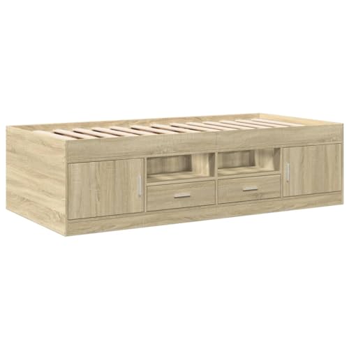 vidaXL Tagesbett mit Schubladen, Gästebett mit Stauraum Sperrholzlatten, Sofabett für Wohnzimmer Schlafzimmer, Bett, Modern, Sonoma-Eiche 90x200cm Holzwerkstoff vidaXL Tagesbett mit Schubladen, Gästebett mit Stauraum Sperrholzlatten, Sofabett für Wohnzimmer Schlafzimmer, Bett, Modern, Sonoma-Eiche 90x200cm Holzwerkstoff von vidaXL