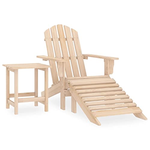 vidaXL Tannenholz Massiv Adirondack Gartenstuhl mit Fußstütze Tisch Deckchair Liegestuhl Gartenmöbel Sonnenliege Gartenstuhl Gartensessel von vidaXL