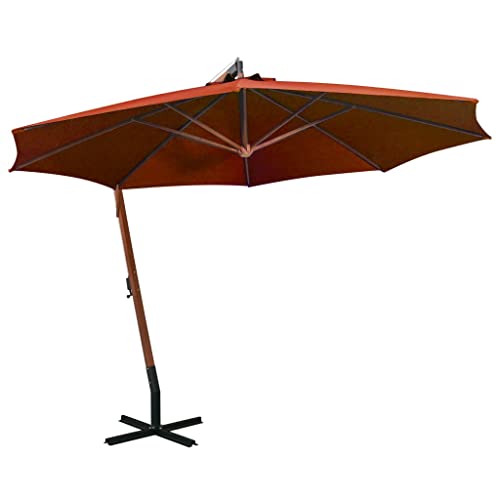 vidaXL Tannenholz Massiv Ampelschirm mit Mast Sonnenschirm Gartenschirm Strandschirm Marktschirm Schirm Terrasse Garten Terracotta-Rot 3,5x2,9m vidaXL Tannenholz Massiv Ampelschirm mit Mast Sonnenschirm Gartenschirm Strandschirm Marktschirm Schirm Terrasse Garten Terracotta-Rot 3,5x2,9m von vidaXL