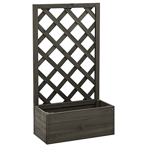 vidaXL Tannenholz Massiv Garten Spalier mit Blumenkasten Pflanzkasten Rankhilfe Rankkasten Rankgitter Blumenständer Blumenkübel Grau 50x25x90cm von vidaXL