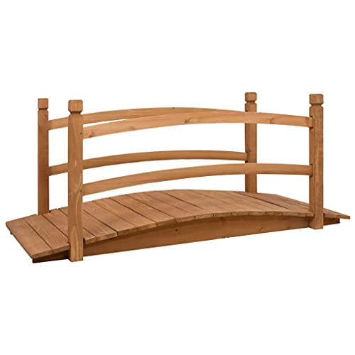 vidaXL Tannenholz Massiv Gartenbrücke Wasserfest Teichbrücke Dekobrücke Holzbrücke Holzsteg Teich Brücke Garten Dekoration 140x60x60cm von vidaXL