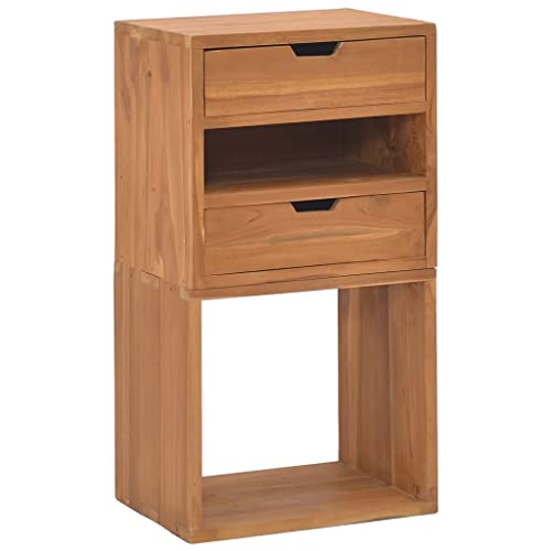 vidaXL Teak Massiv Aufbewahrungsschrank mit 2 Schubladen 2 Fachböden Sideboard Kommode Beistellschrank Schrank Bücherschrank 40x30x76cm von vidaXL