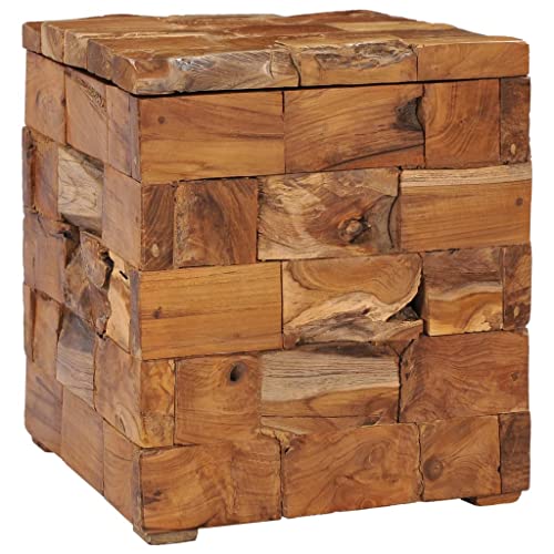 vidaXL Teak Massiv Hocker mit Stauraum Deckel Fußhocker Sitzhocker Holzhocker Sitzwürfel Aufbewahrungsbox Sitztruhe Fußbank Truhe 40x40x45cm von vidaXL