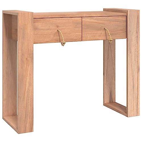 vidaXL Teak Massiv Konsolentisch mit 2 Schubladen Konsole Sideboard Beistelltisch Flurtisch Ablagetisch Wandtisch Schminktisch 90x35x75cm von vidaXL