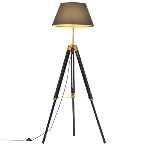 vidaXL Teak Massiv Stativlampe Höhenverstellbar Vintage Retro Standleuchte Stehlampe Stehleuchte Standlampe Lampe Leuchte Schwarz Golden 141cm vidaXL Teak Massiv Stativlampe Höhenverstellbar Vintage Retro Standleuchte Stehlampe Stehleuchte Standlampe Lampe Leuchte Schwarz Golden 141cm von vidaXL