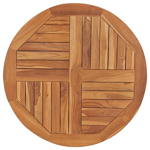 vidaXL Teak Massiv Tischplatte Massivholzplatte Holzplatte Ersatztischplatte Holz Platte für Esstisch Esszimmertisch Rund 2,5cm 80cm von vidaXL
