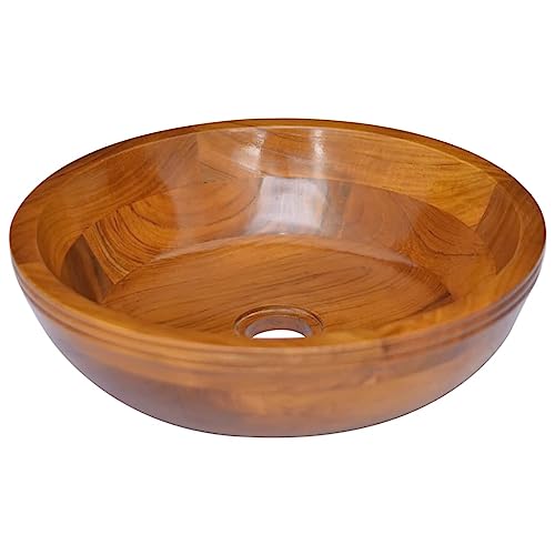 vidaXL Teak Massiv Waschbecken Waschschale Aufsatzwaschbecken Waschplatz Waschtisch Handwaschbecken Holzwaschbecken Badezimmer Φ40x10cm von vidaXL