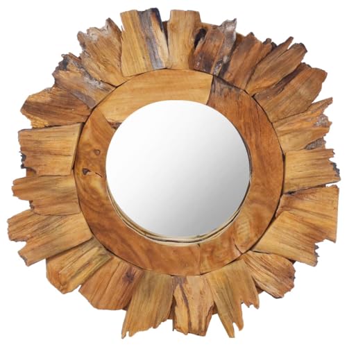 vidaXL Teak Wandspiegel Badspiegel Hängespiegel Spiegel Badezimmerspiegel Flurspiegel Rundspiegel Dekospiegel Kosmetikspiegel 40cm Rund vidaXL Teak Wandspiegel Badspiegel Hängespiegel Spiegel Badezimmerspiegel Flurspiegel Rundspiegel Dekospiegel Kosmetikspiegel 40cm Rund von vidaXL