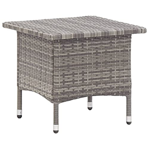 vidaXL Teetisch Witterungsbeständig Gartentisch Beistelltisch Balkontisch Tisch Rattantisch Gartenmöbel Grau 50x50x47cm Poly Rattan von vidaXL
