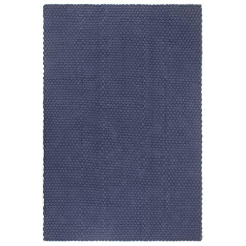 vidaXL Teppich, Bodenteppich mit gewebtem Design, Baumwollteppich für Wohnzimmer Schlafzimmer Eingangsbereich, Matte Bodenmatte, Rechteckig Marineblau Baumwolle von vidaXL