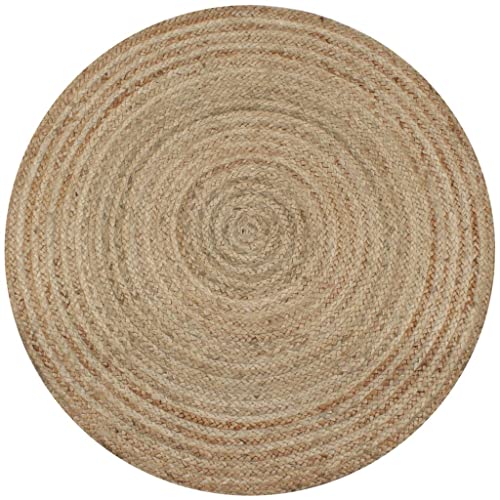 vidaXL Teppich Handgefertigt Jute Geflochten 90cm Rund Wohnzimmerteppich von vidaXL