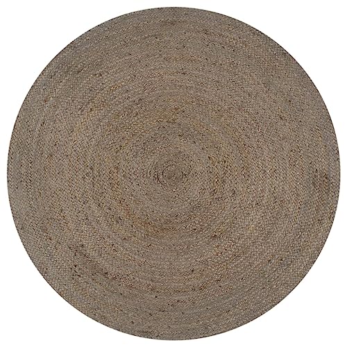 vidaXL Teppich Handgefertigt Kurzflor Natürlich Wohnzimmerteppich Juteteppich Handwebteppich Läufer Schlafzimmer Flur Geflochtene Jute Rund 120cm Grau von vidaXL