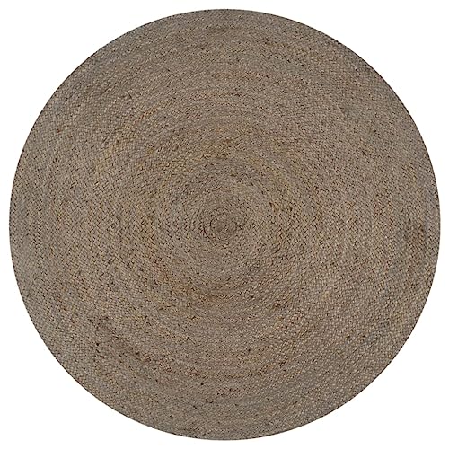 vidaXL Teppich Handgefertigt Kurzflor Natürlich Wohnzimmerteppich Juteteppich Handwebteppich Läufer Schlafzimmer Flur Geflochtene Jute Rund 90cm Grau von vidaXL