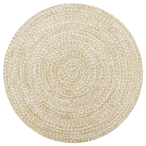 vidaXL Teppich Handgefertigt Kurzflor Wohnzimmerteppich Handwebteppich Juteteppich Läufer Schlafzimmer Flur Jute Geflochten Weiß Natur 90cm von vidaXL