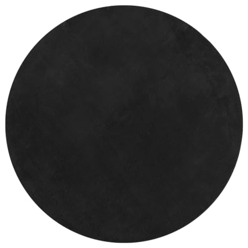 vidaXL Teppich, Wohnzimmerteppich Kurzflor Weich Waschbar, Moderner Teppich Rund für Wohnzimmer Schlafzimmer, Flauschig Einfarbig rutschfest, Schwarz Ø 160cm vidaXL Teppich, Wohnzimmerteppich Kurzflor Weich Waschbar, Moderner Teppich Rund für Wohnzimmer Schlafzimmer, Flauschig Einfarbig rutschfest, Schwarz Ø 160cm von vidaXL