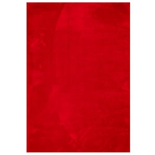vidaXL Teppich Kurzflor Weich Flauschig Waschbar, Teppich für Wohnzimmer Schlafzimmer, Modern Einfarbige Muster rutschfeste Unterseite, Rot 120x170cm von vidaXL