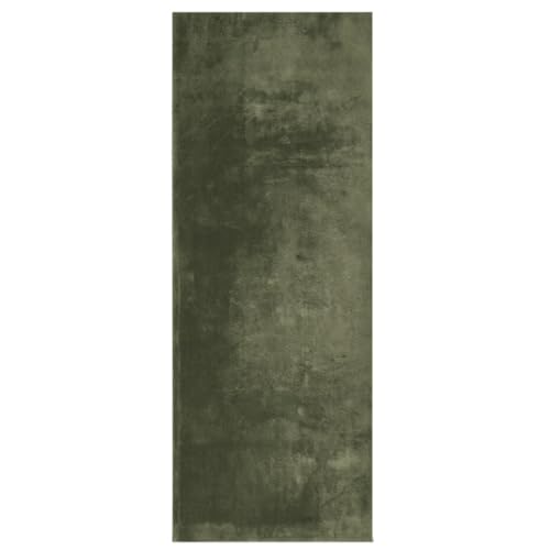 vidaXL Teppich Kurzflor Weich Flauschig Waschbar, Teppich für Wohnzimmer Schlafzimmer, Modern Einfarbige Muster rutschfeste Unterseite, Waldgrün 80x200cm von vidaXL