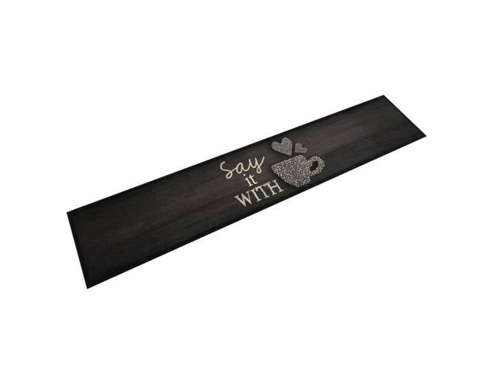 vidaXL Teppich Läufer Brücke Küchenteppich Waschbar Tasse Schwarz 60x300 cm Samt, Höhe: 0 mm, schwarz von vidaXL