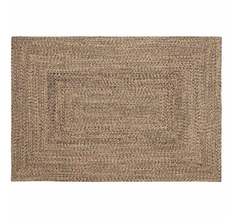 vidaXL Teppich Teppich Geflecht Natur und Schwarz 140 x 200 cm Jute von vidaXL