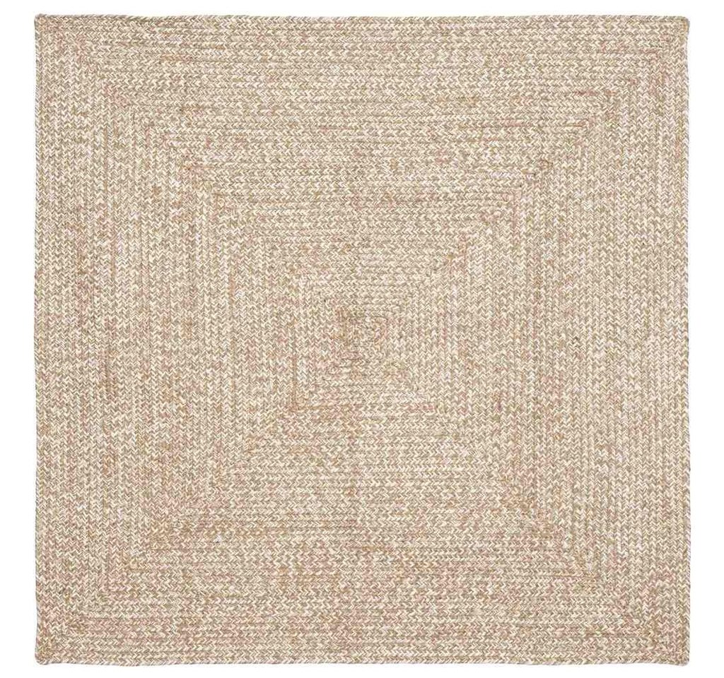 vidaXL Teppich Teppich Geflecht Natur und Weiß 120 x 120 cm Jute von vidaXL