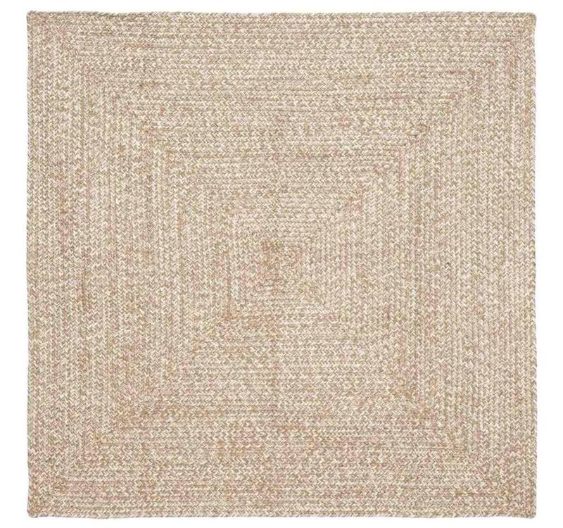 vidaXL Teppich Teppich Geflecht Natur und Weiß 120 x 120 cm Jute von vidaXL