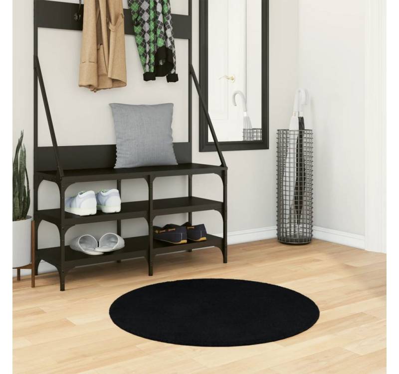 vidaXL Teppich Teppich HUARTE Kurzflor Weich und Waschbar Schwarz Ø 80 cm, Höhe: 0 mm von vidaXL